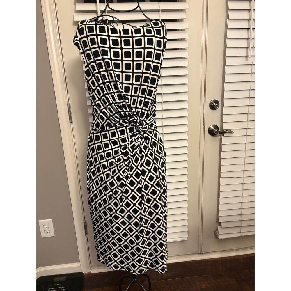 Lauren by Ralph Lauren Black & White Geometric Print Classic Dress – Size 4
